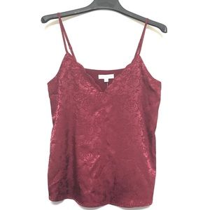 Socialite Burgundy Satin V-neck Camisole, Small